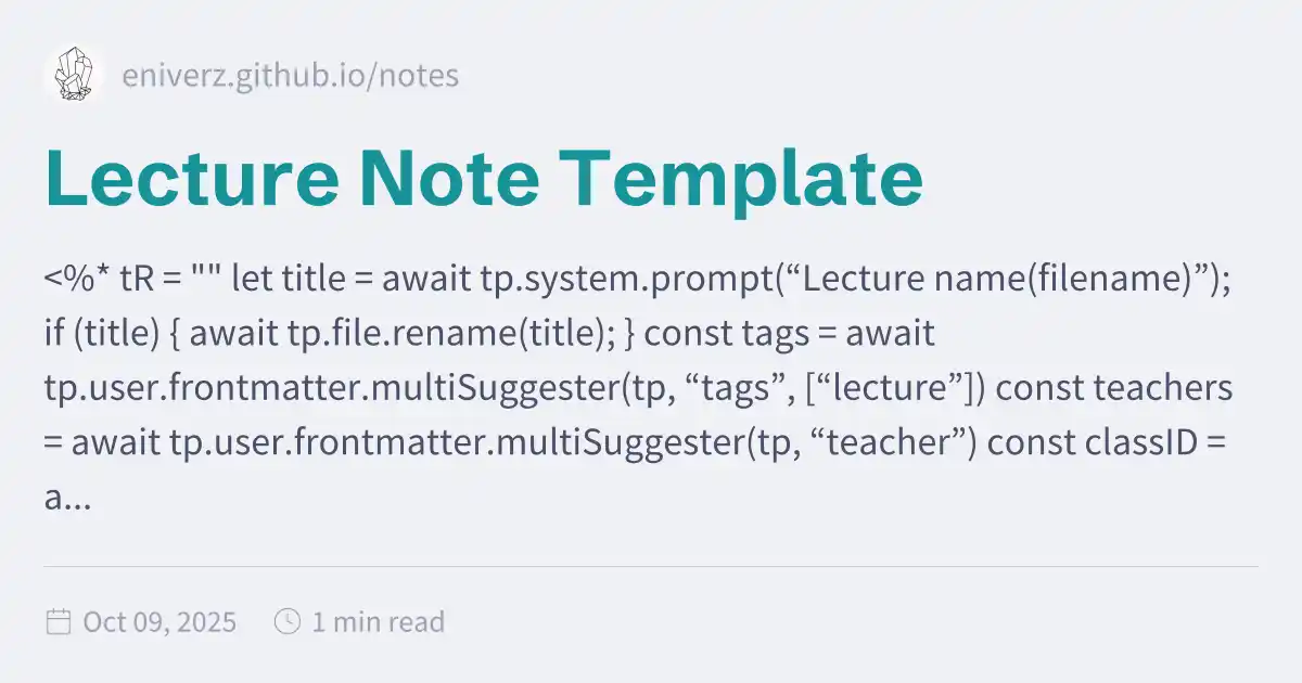 Lecture Note Template