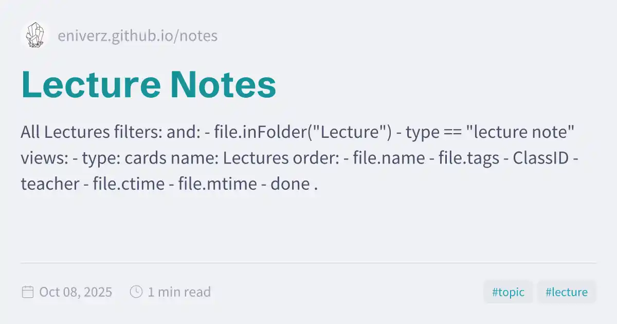 Lecture Notes